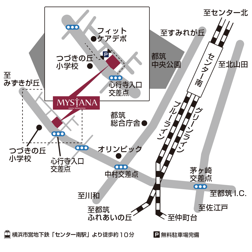 レディース・女性用オーダースーツ MYSTANA（ミスターナ） 港北店 地図